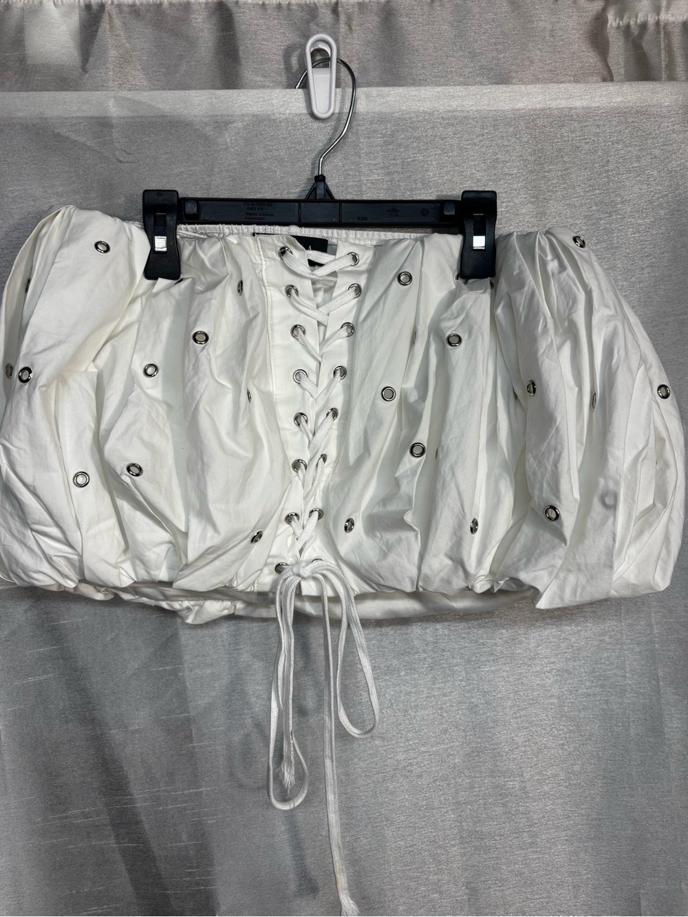 AKIRA White Bubble Mini Skirt M Grommet Lace Up Y2K Statement